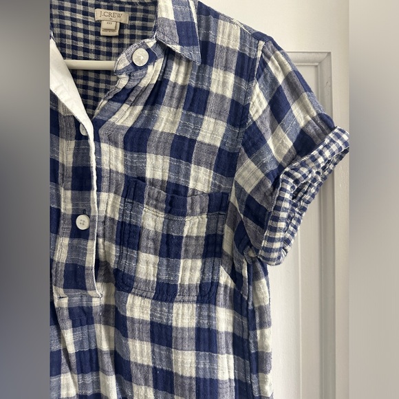 J Crew Womens Shirt Dress
Gingham Short Sleeve 100% Cotton
G4163 Blue White XXS - Picture 2 of 3